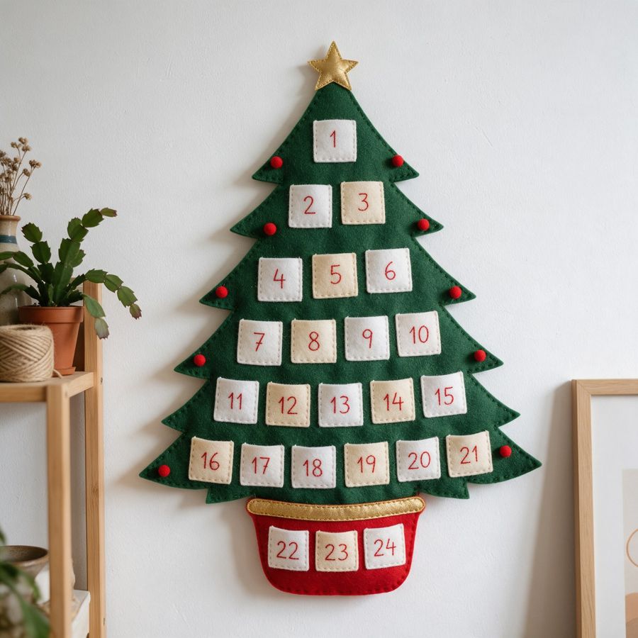 Calendario dell'avvento albero in feltro (immagine illustrativa)
