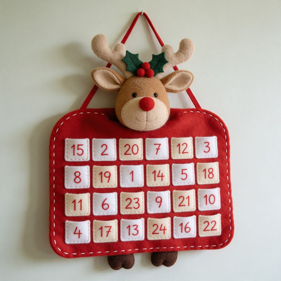 Calendario dell'avvento renna in feltro (immagine illustrativa)