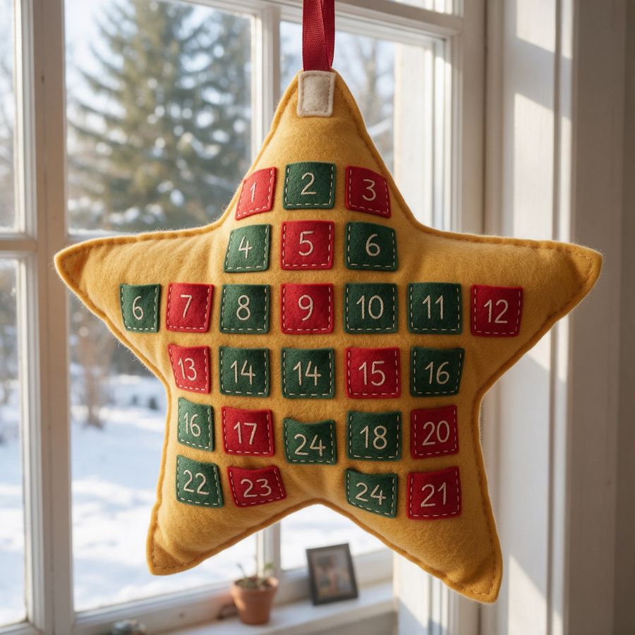 Calendario dell'avvento stella in feltro (immagine illustrativa)