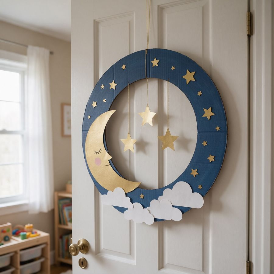 Ghirlanda di cartone "buonanotte" con luna e stelle (immagine illustrativa)