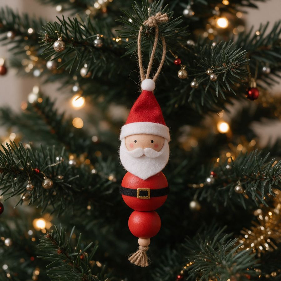 Babbo Natale di perle di legno (immagine illustrativa)