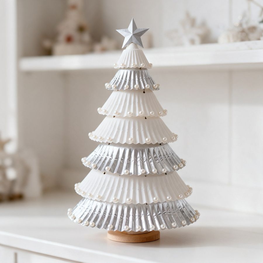 Albero di pirottini bianco e argento (immagine illustrativa)