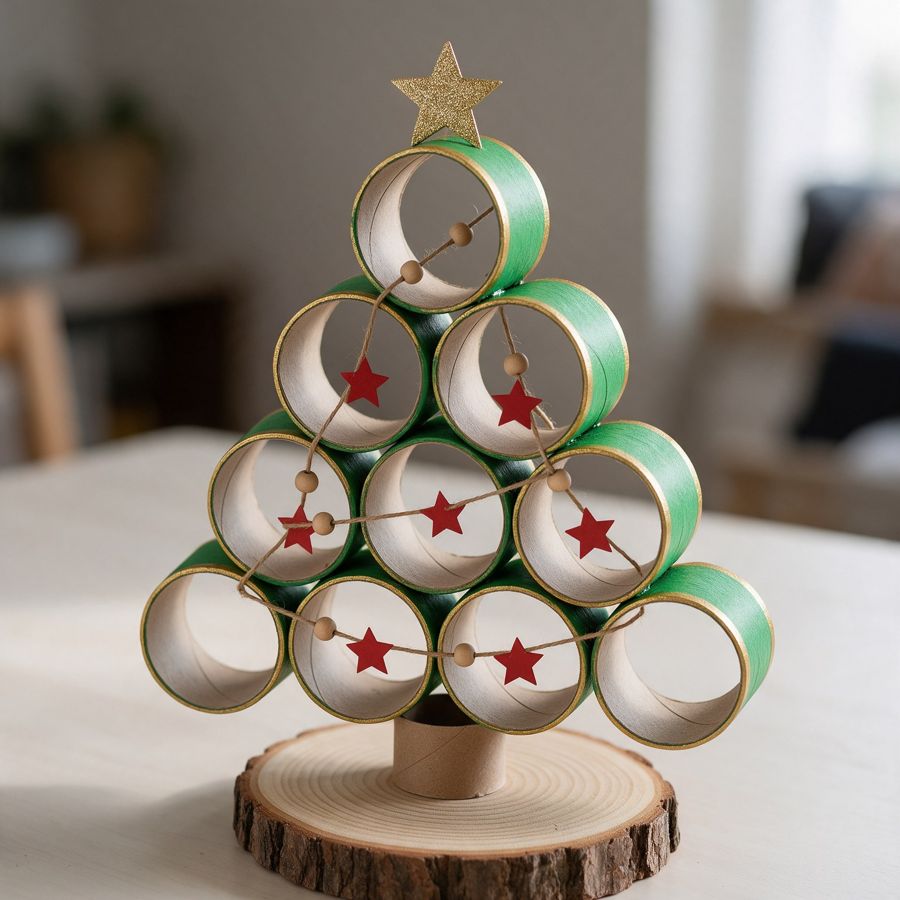 Albero di Natale con anelli di rotoli (immagine illustrativa)