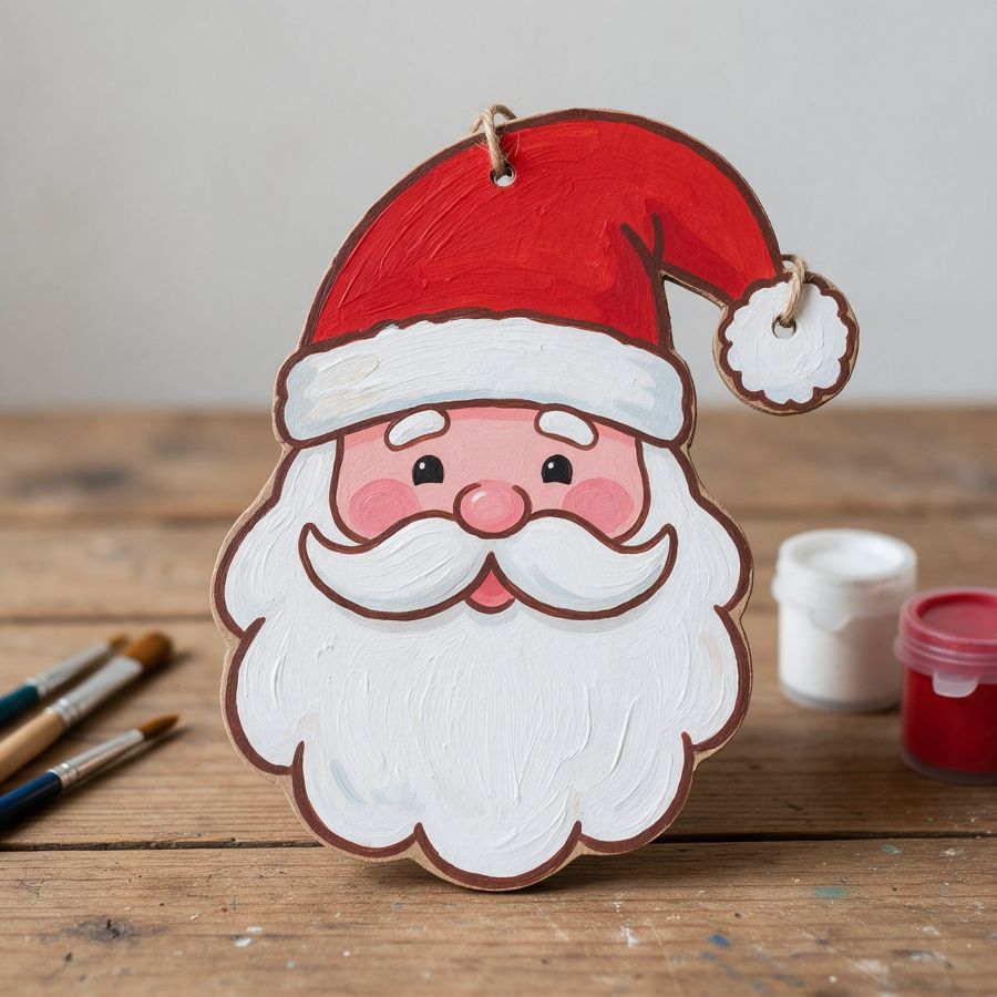 Babbo Natale dipinto su cartone (immagine illustrativa)